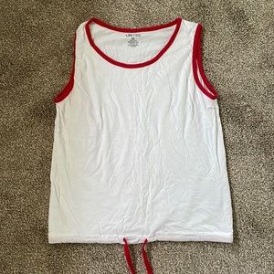 ON FIRE brand white and red tank top